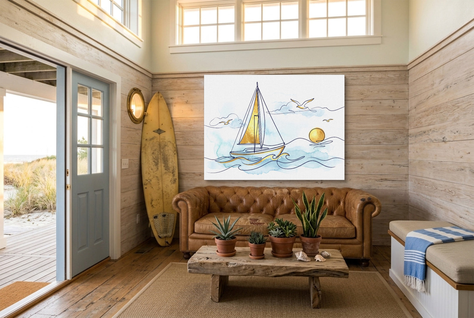 Sailboat Golden Sunrise — sailboat golden sunrise white studio framed black
