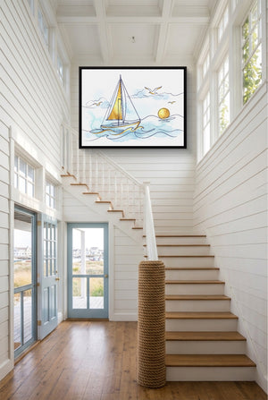 Sailboat Golden Sunrise — sailboat golden sunrise p interior staircase with windows 1land framed black