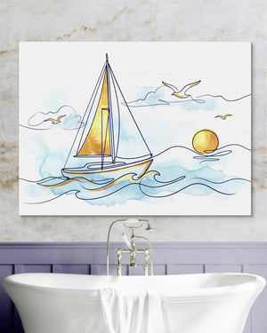 Sailboat Golden Sunrise — sailboat golden sunrise psd marble purple bath 1land flush print