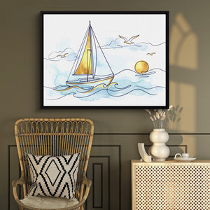 Sailboat Golden Sunrise — sailboat golden sunrise sq chair wall v2 1land framed black