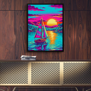 Sailboat On Calm Pixel Art - Luxury Wall Art