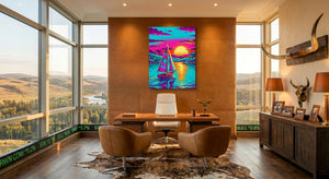 Sailboat On Calm Pixel Art - Luxury Wall Art