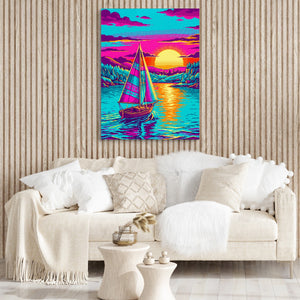 Sailboat On Calm Pixel Art - Luxury Wall Art