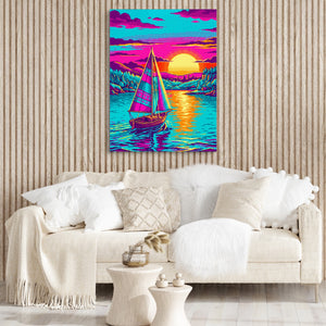 Sailboat On Calm Pixel Art — sailboat on calm pixel art sq boujie couch 1port flush print