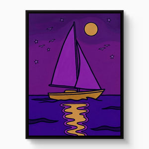 Sailboat's Night Passage — sailboat's night passage white studio framed black