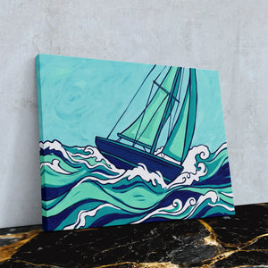 Sailboat Turbulent Seas — Sailboat Turbulent Seas Against Wall4x5 Reflect 14