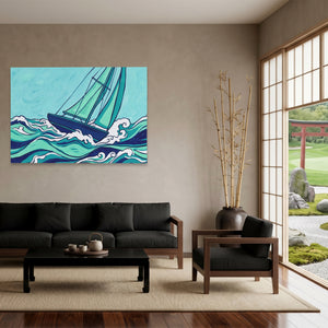 Sailboat Turbulent Seas — Sailboat Turbulent Seas Japanese Garden Land 128