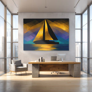 Sailboats Golden Crossing - Luxury Wall Art