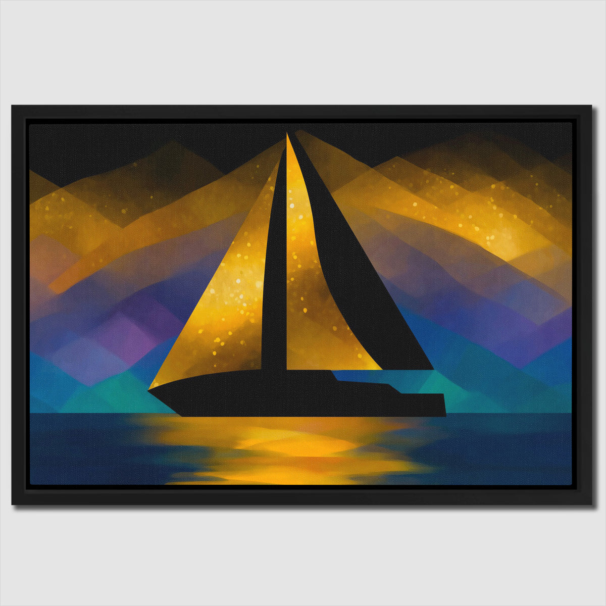 Sailboats Golden Crossing - Luxury Wall Art