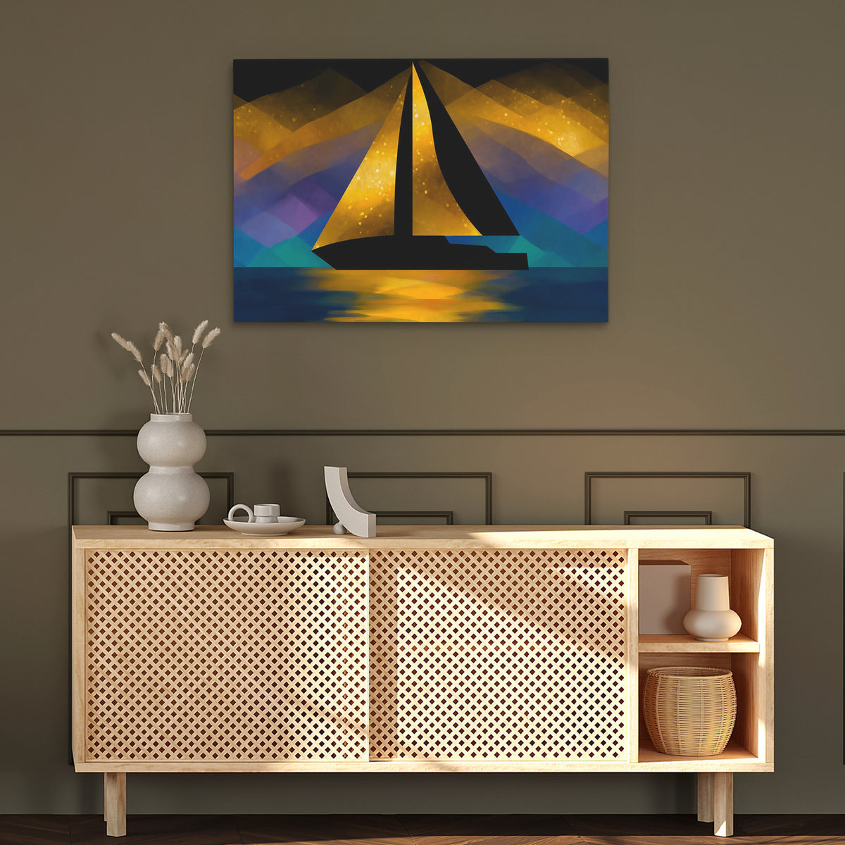 Sailboats Golden Crossing - Luxury Wall Art