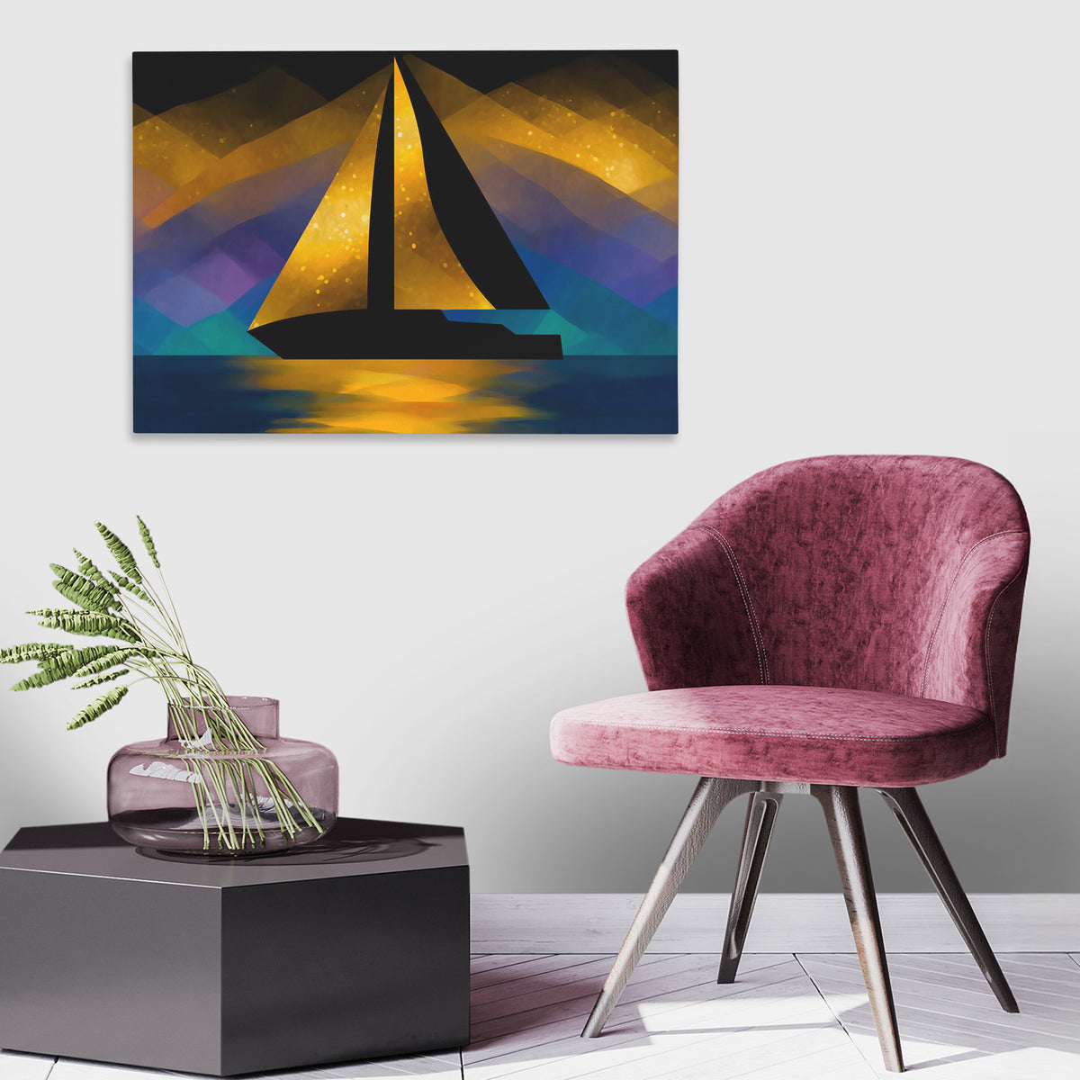 Sailboats Golden Crossing - Luxury Wall Art