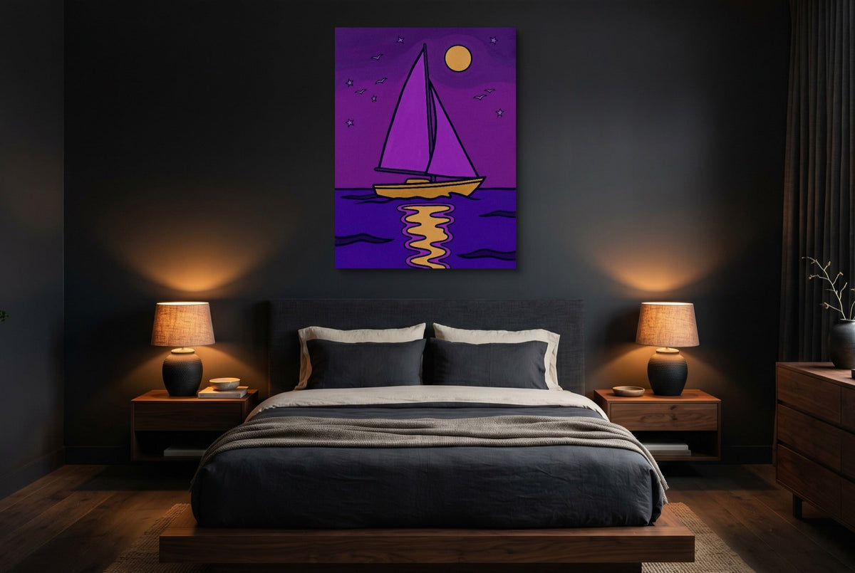 Sailboat's Night Passage - Luxury Wall Art