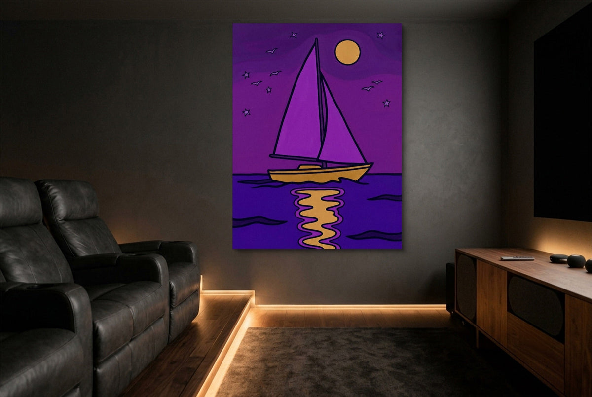 Sailboat's Night Passage - Luxury Wall Art