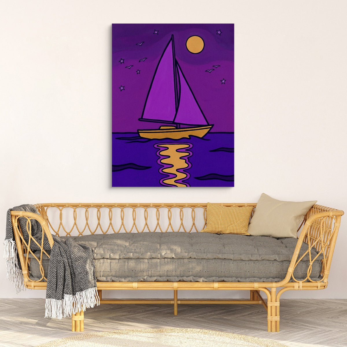 Sailboat's Night Passage - Luxury Wall Art