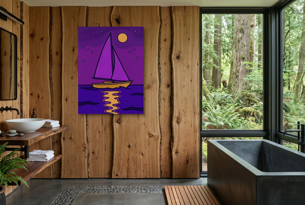 Sailboat's Night Passage - Luxury Wall Art