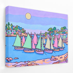 Sailboats Pastel Harbor — Sailboats Pastel Harbor Landscape   Side View   Mirror Wrap 167