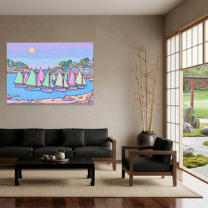 Sailboats Pastel Harbor — Sailboats Pastel Harbor Japanese Garden Land 129
