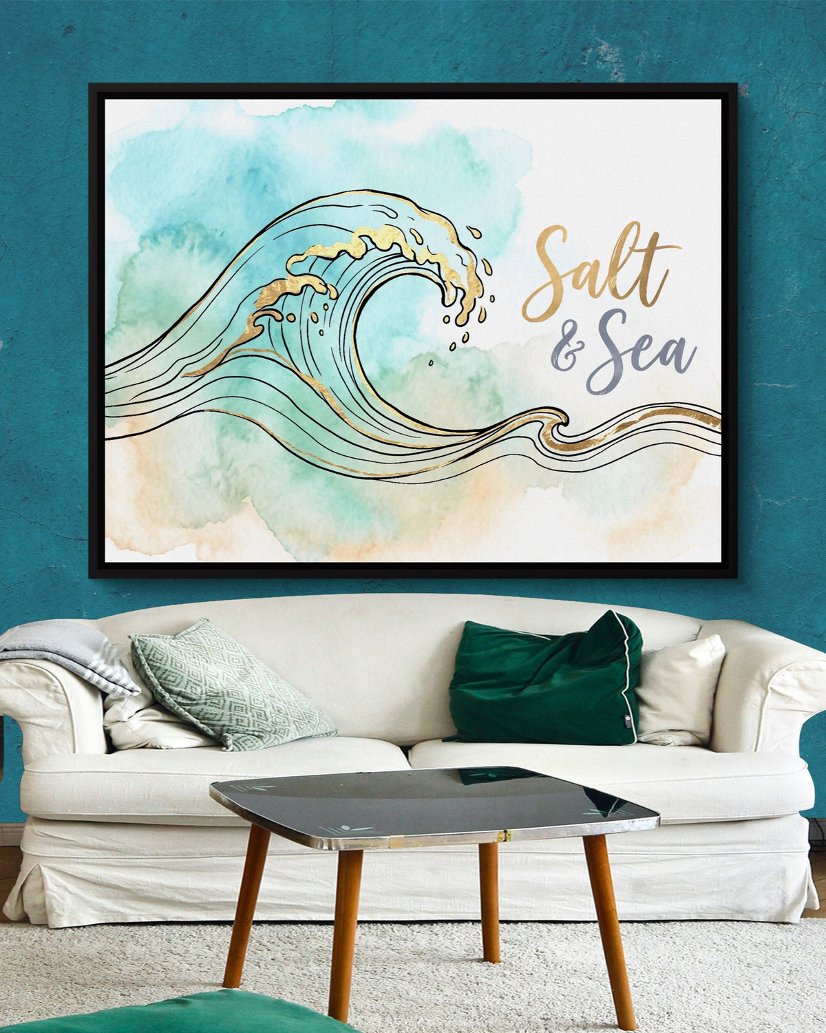 Salt And Sea — salt and sea psd aqua wall white couch 1land framed black