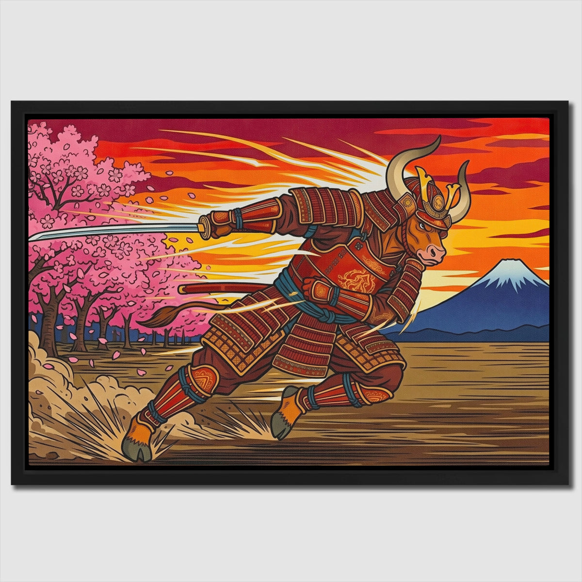 Samurai Bull Charging — Samurai Bull Charging Close Up Landscape 30