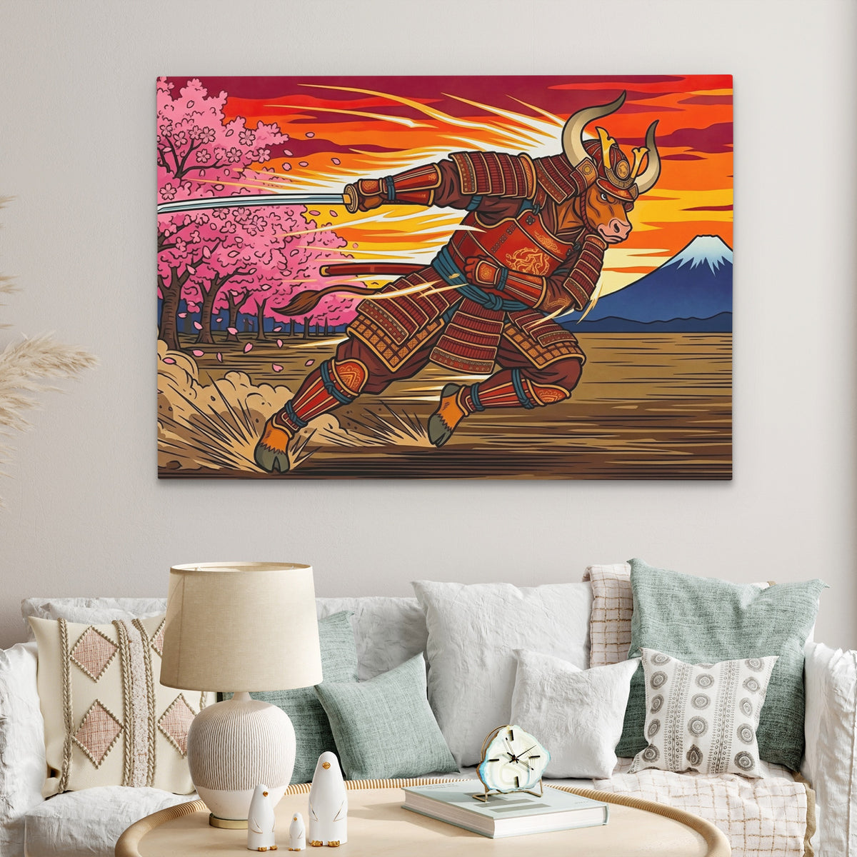 Samurai Bull Charging — Samurai Bull Charging Clock Bed land 19