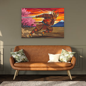 Samurai Bull Charging — Samurai Bull Charging Hallway Bench Green 63