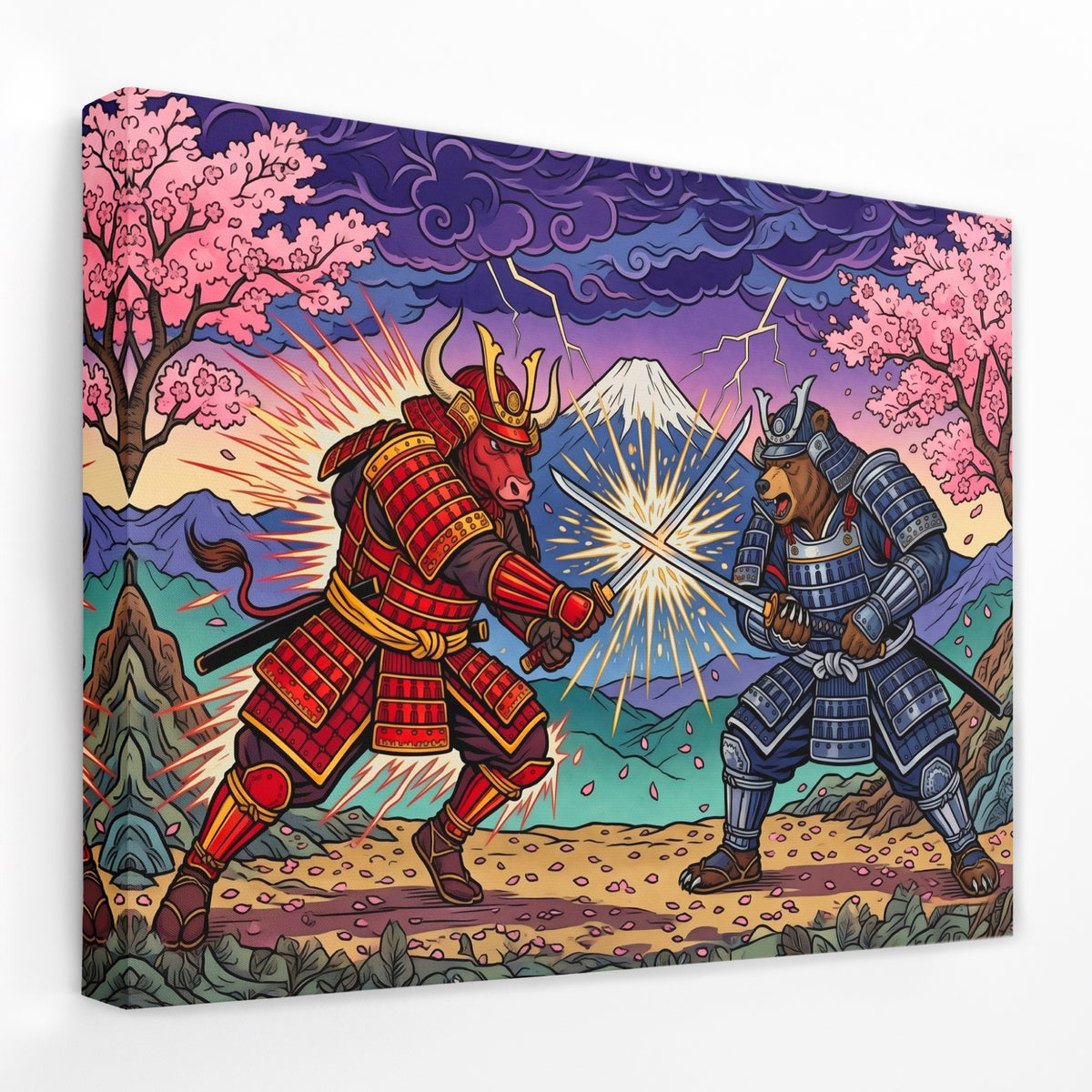 Samurai Bull Duel — Samurai Bull Duel Landscape   Side View   Mirror Wrap 194