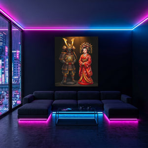 Samurai Couple Chess — Samurai Couple Chess Blue Pink Neon Room Port 109