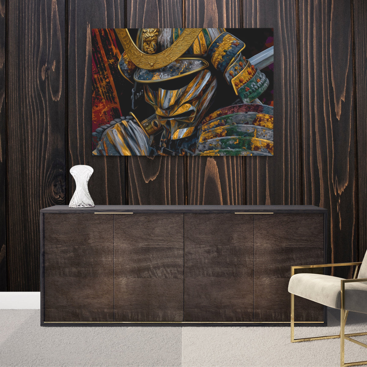 Samurai Golden Armor — Samurai Golden Armor Luxurious Room Wood Walls 188