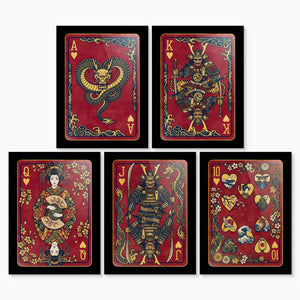 Samurai Hearts Royal Flush canvas print set, 2 over 3, no frame