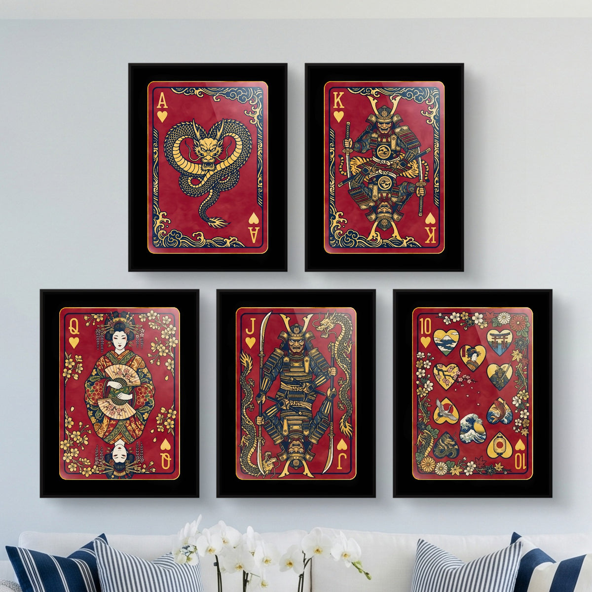 Samurai Hearts Royal Flush framed set in a bright living room