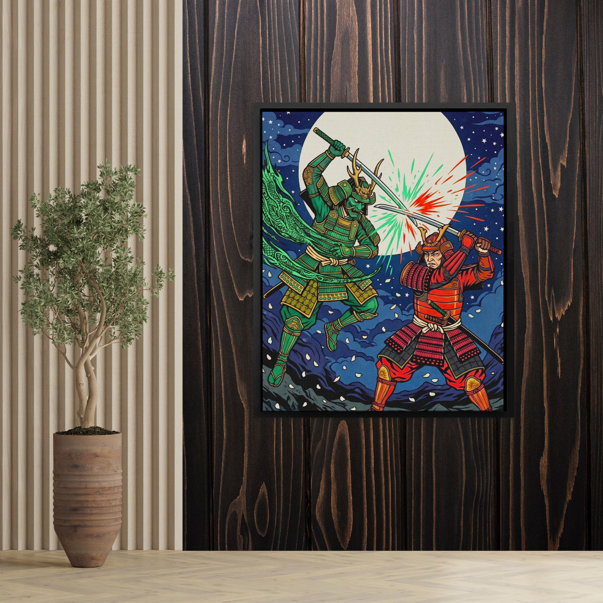 Samurai Lunar Duel — Samurai Lunar Duel Plant Wood Wall 176