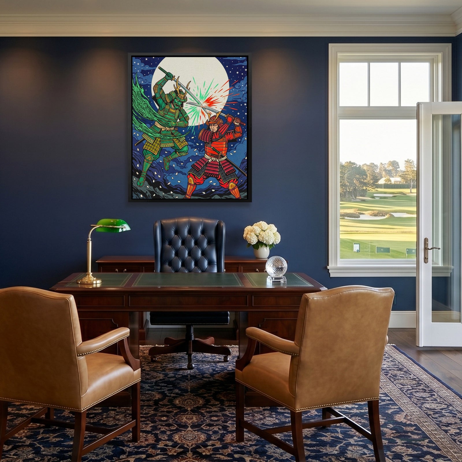 Samurai Lunar Duel canvas wall art