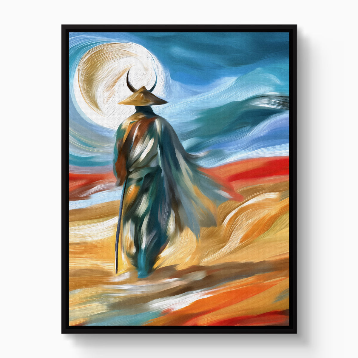 Samurai Moon Rising — samurai moon rising white studio framed black