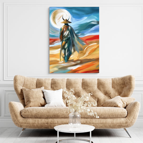 Samurai Moon Rising in a room