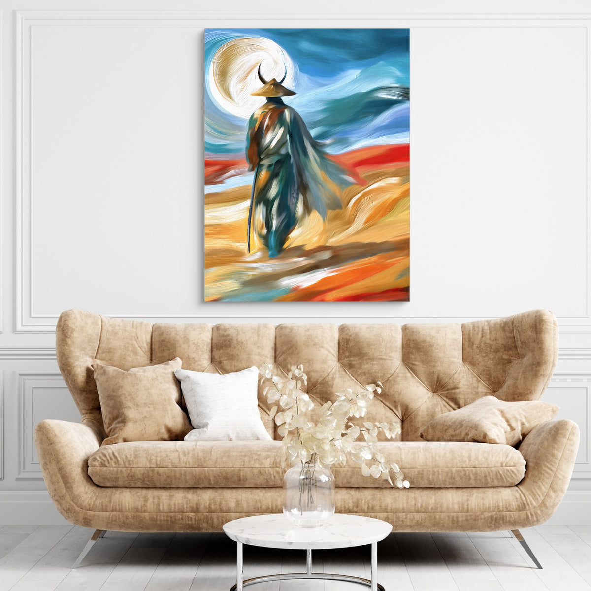 Samurai Moon Rising — samurai moon rising sq brown living room 1port flush print