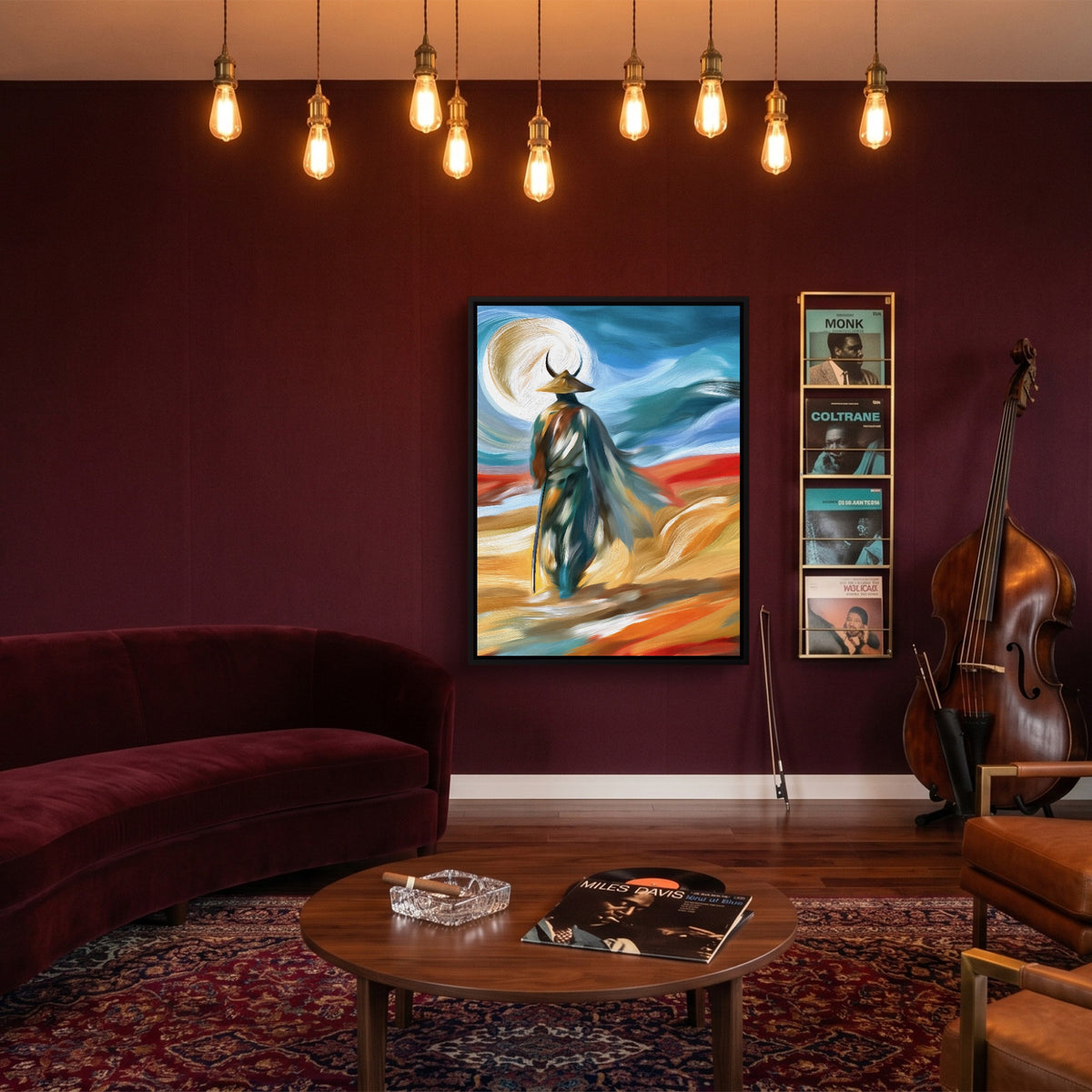 Samurai Moon Rising — samurai moon rising sq jazz room 1port framed black