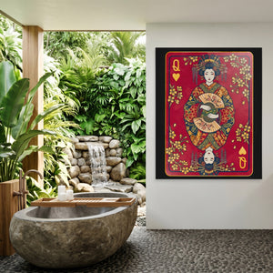 Samurai Queen Hearts Card — Samurai Queen Hearts Card Outdoor Bathroom Port 15