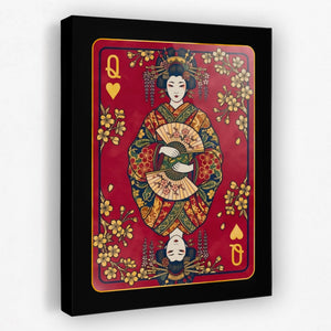 Samurai Queen Hearts Card — Samurai Queen Hearts Card Portrait   Side View   Mirror 51