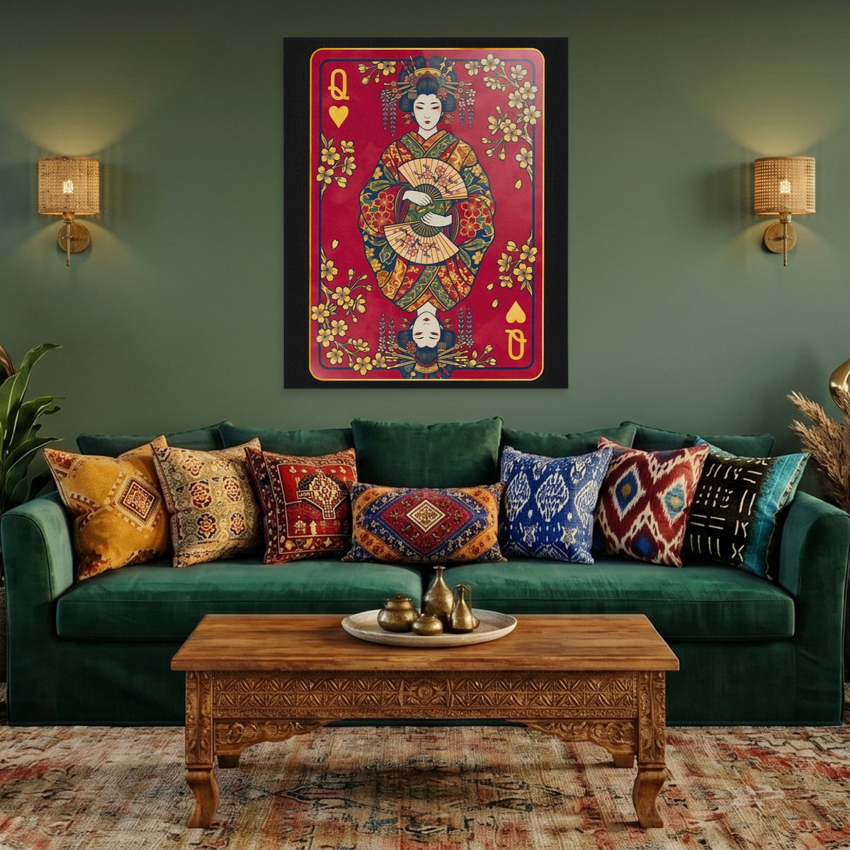 Samurai Queen Hearts Card — Samurai Queen Hearts Card Cozy Green Port 69