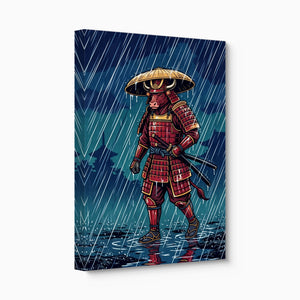 Samurai Rainy Vigil — samurai rainy vigil angled flush print