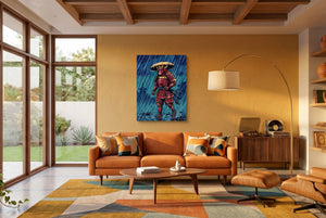 Samurai Rainy Vigil — samurai rainy vigil living room interior space 1port flush print