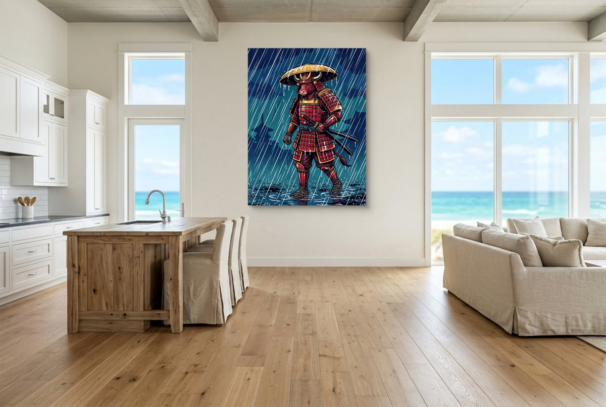 Samurai Rainy Vigil — samurai rainy vigil living room with ocean view 2 1port flush print