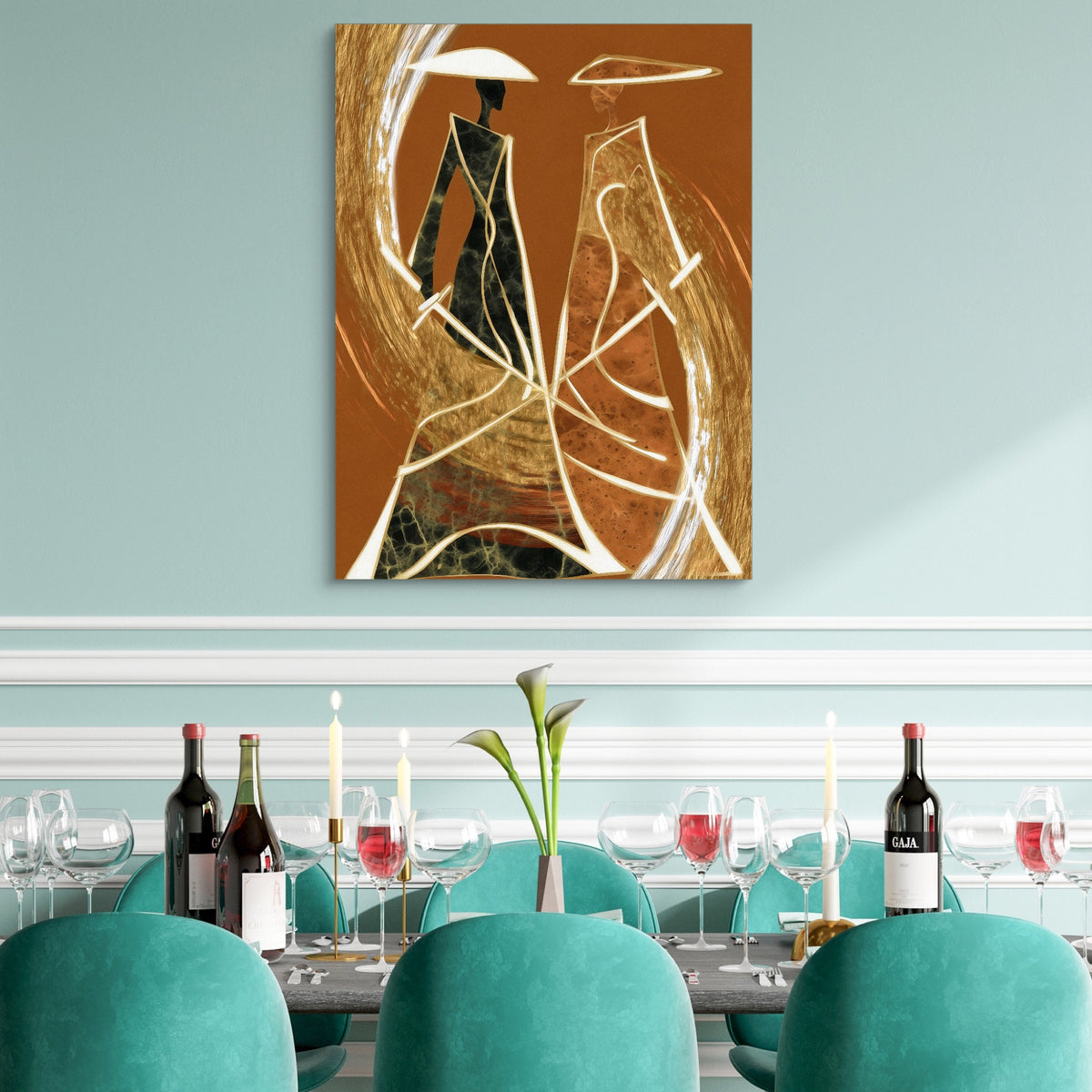 Samurai Standoff Geometric — samurai standoff geometric sq teal dining room 1port flush print