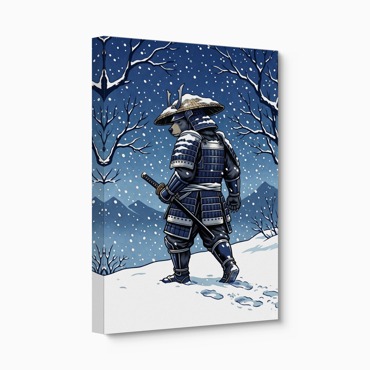 Samurai Winter Vigil — samurai winter vigil angled flush print