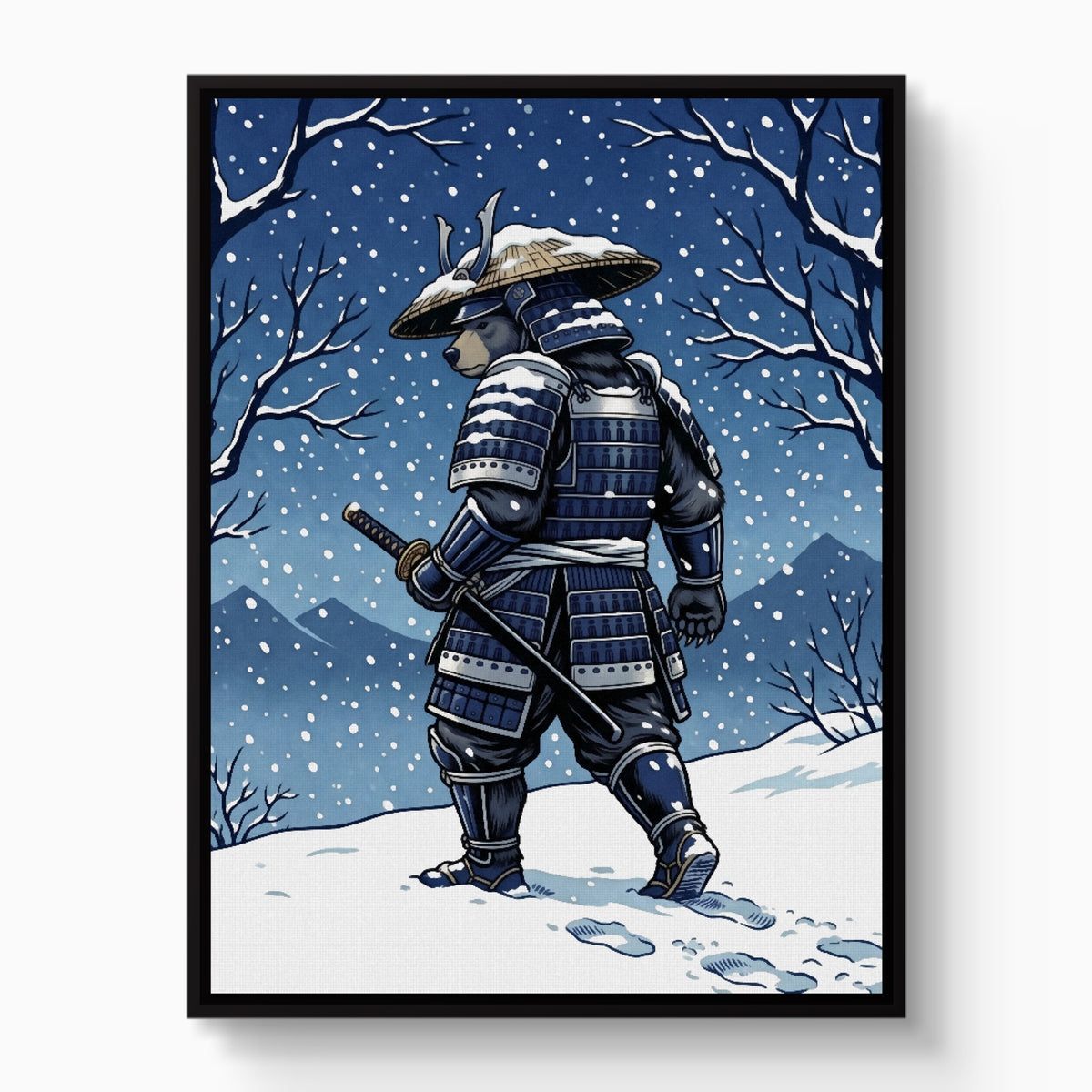 Samurai Winter Vigil — samurai winter vigil white studio framed black