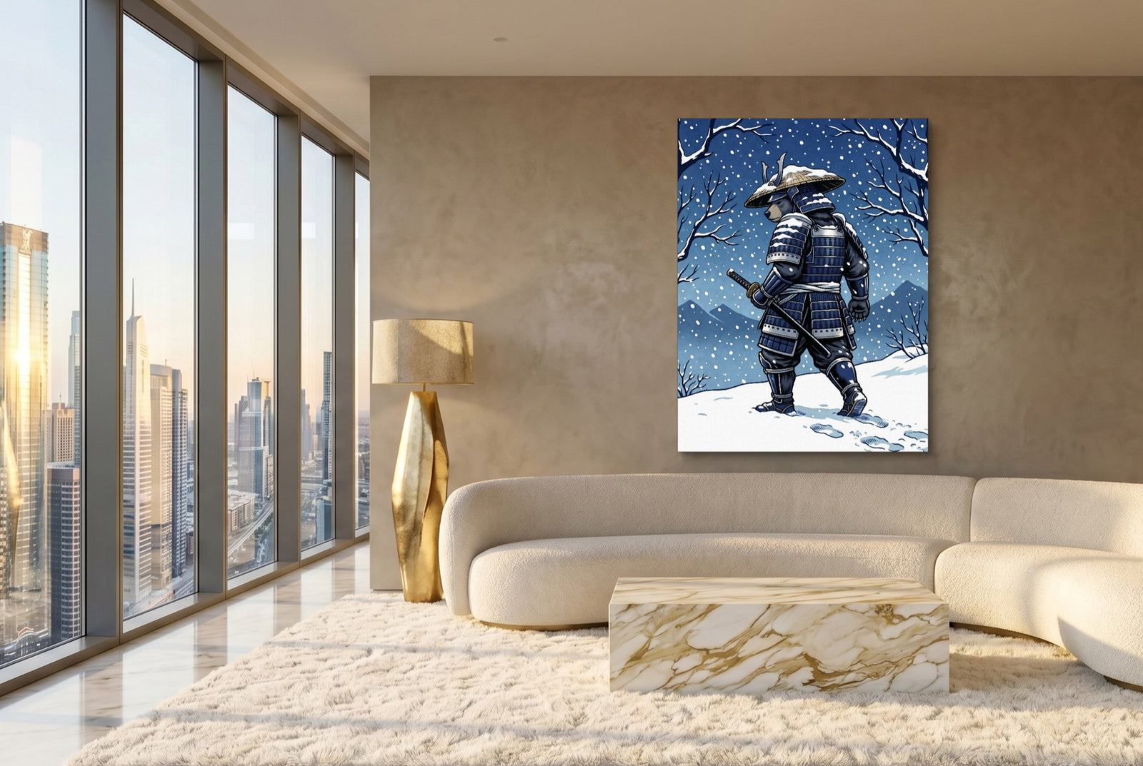 Samurai Winter Vigil — samurai winter vigil white studio framed black