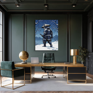 Samurai Winter Vigil — samurai winter vigil sq green office room 1port flush print