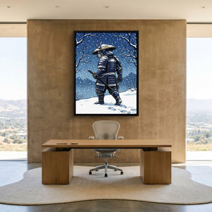Samurai Winter Vigil — samurai winter vigil sq minimalist lux office 1port framed black
