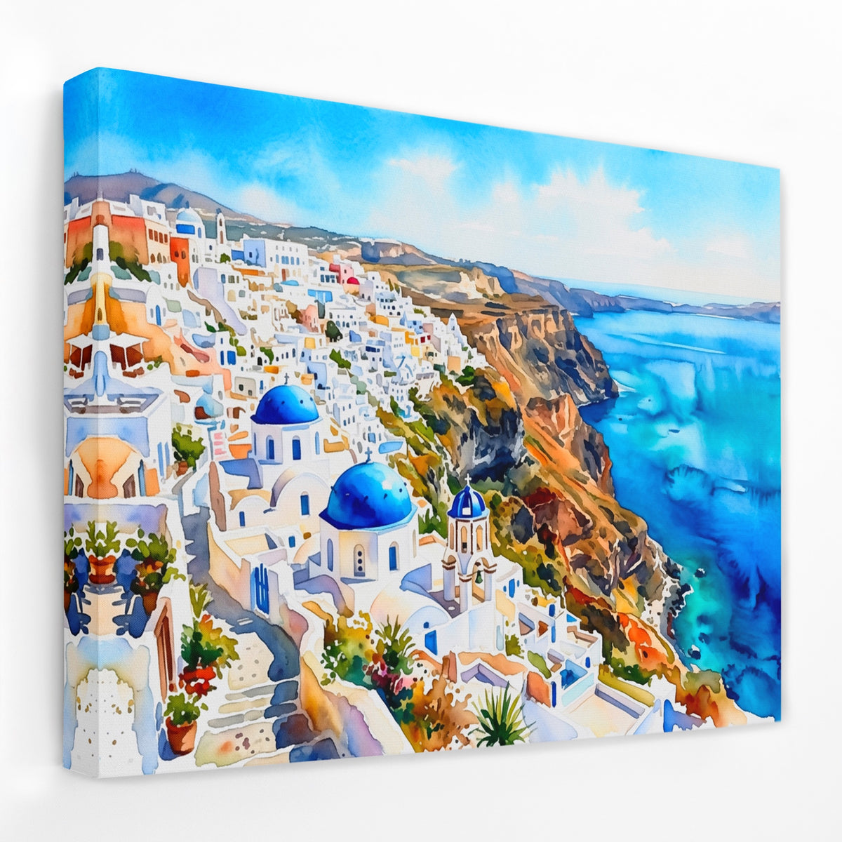 Santorini Azure Paradise — Santorini Azure Paradise Landscape   Side View   Mirror Wrap 195