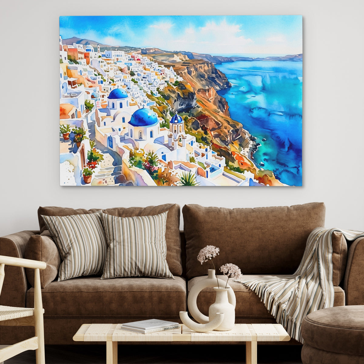Santorini Azure Paradise — Santorini Azure Paradise Brown Couch 41